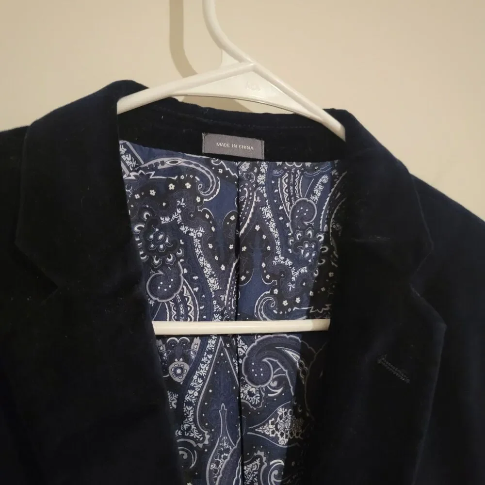 Madison Modern Fit Mens Size 44L Blue Velour Velvet Blazer Formal Prom Vamp‎